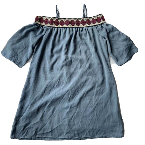 Maurices Dresses & Skirts - Maurice's Blue Hippie Dress Off Shoulder Boho Bell Sleeve Womens Sz L Festival